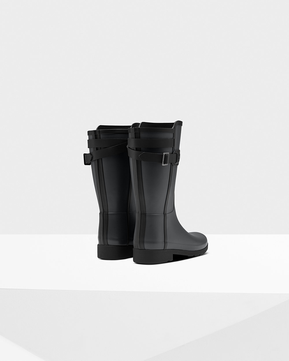 Botas de Lluvia Cortas Hunter Mujer - Refined Slim Fit Contrast - Negros - PHTQISG-49